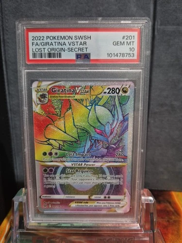 Giratina Vstar 201/196 Rainbow Secret Rare Lost Origin PSA 10 GEM MINT