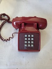 Vintage Red Touch Tone Push Button Desktop Phone Bell System Telephone    