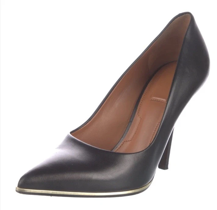 Autêntica $595 GIVENCHY Sexy BOMBAS DE DEDO APONTADO PRETO Guarnição Dourada Tubulação TAMANHO 38 8 MUITO BOM ESTADO! - Imagem 2 de 4