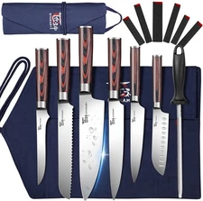 (NEW) SYOKAMI 14pcs Chef Knife Set with Roll Bag Stainless Steel Knife