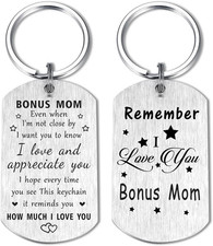 Bonus Mom Keychain, Remember I Love You Step Mom Mothers Day Birthday Gifts, Mea