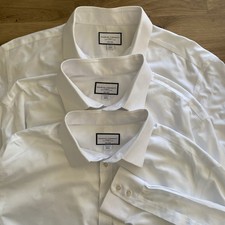 Charles Tyrwhitt THREE Shirts Mens 18 37 White Long Sleeve Classic Fit Non Iron