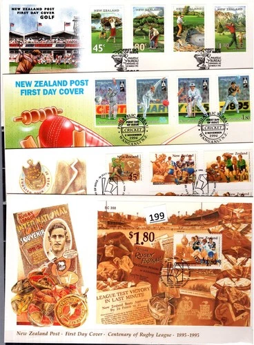 /// NEW ZEALAND 1994 - 4 FDC - SPORTS - CRICKET - RUGBY