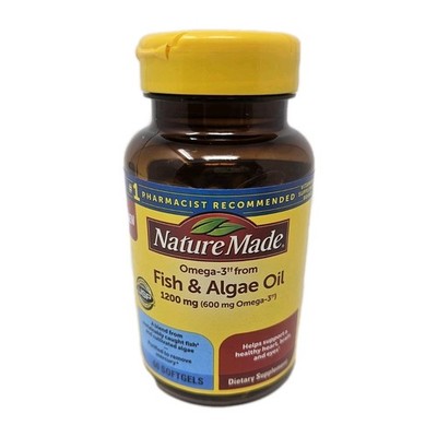 Nature Made Fish & Algae Oil 1200 mg 60 Softgels Exp 02/2027