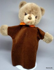 Steiff Teddy Bear 1980s Hand Glove Puppet Plush Trevira Velvet 27cm no ID Vtg
