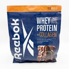 Reebok Reebuild Whey Protein Collagen 1.4 Lb Chocolate Fudge Exp 9/26