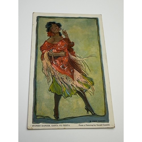 Spanish Dancer Santa Fe Fiesta Postcard Fred Harvey Gerald Cassidy Art