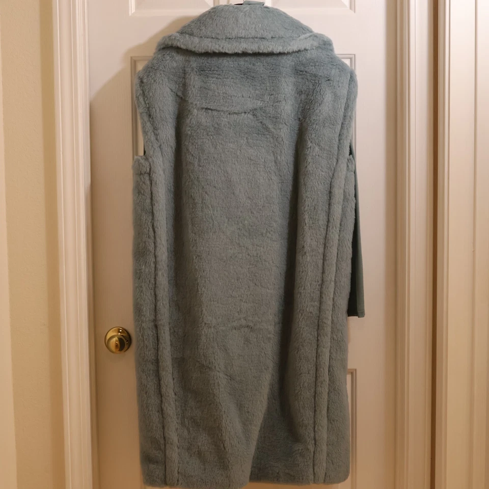 READ Max Mara blue Gettata Candoor alpaca fur wool silk coat turtleneck 4 / S - Image 2 of 4