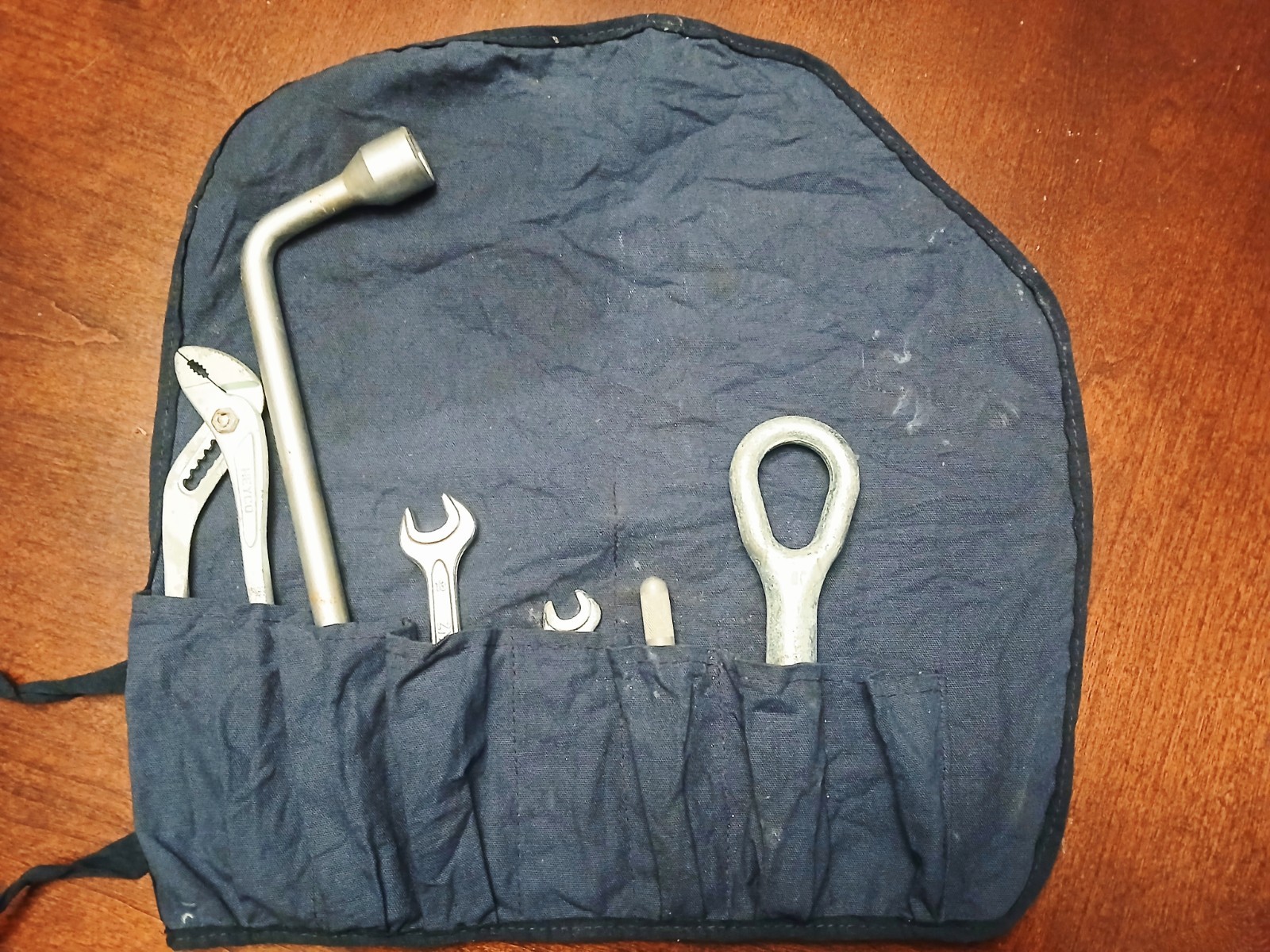 Vintage Mercedes Benz Tool Kit Roll Blue Bag Pouch 80's 90's