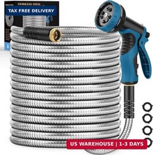 Garden Hose 50FT, Water Hose with 10 Function Nozzle, Garden Hose Metal with Lea