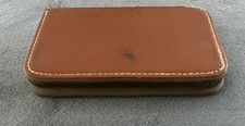Vintage Manicure Set Brown Genuine Leather Case Rare W/Comb