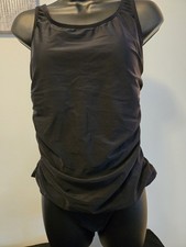 Womens Black 2 piece tankini Bathing suit Swim wear Size L NWOT