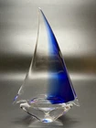 Murano Italy Art Glass Cobalt Blue Sailboat Paperweight Figurine 12.5” Vintage