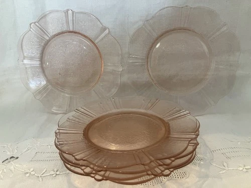 pink depression glass plates