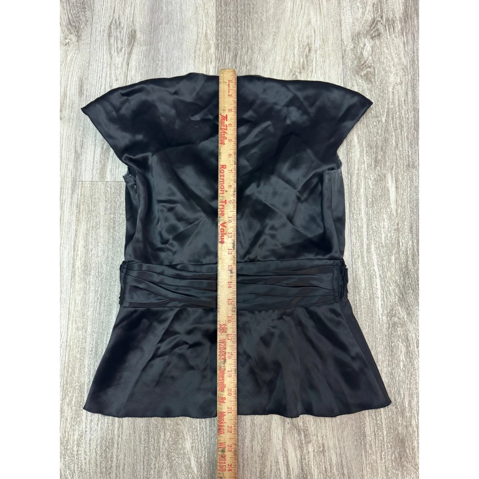 Prada Black Silk Satin Draped Peplum Top – Made in Italy – Size IT 44 (US 8) - Image 4 of 4