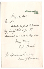 Charles James Monk Signed Letter 1898 / Autographed British Politician