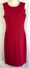 Calvin Klein Red Sheath Dress Sunburst Pleat Stretch Sz 4