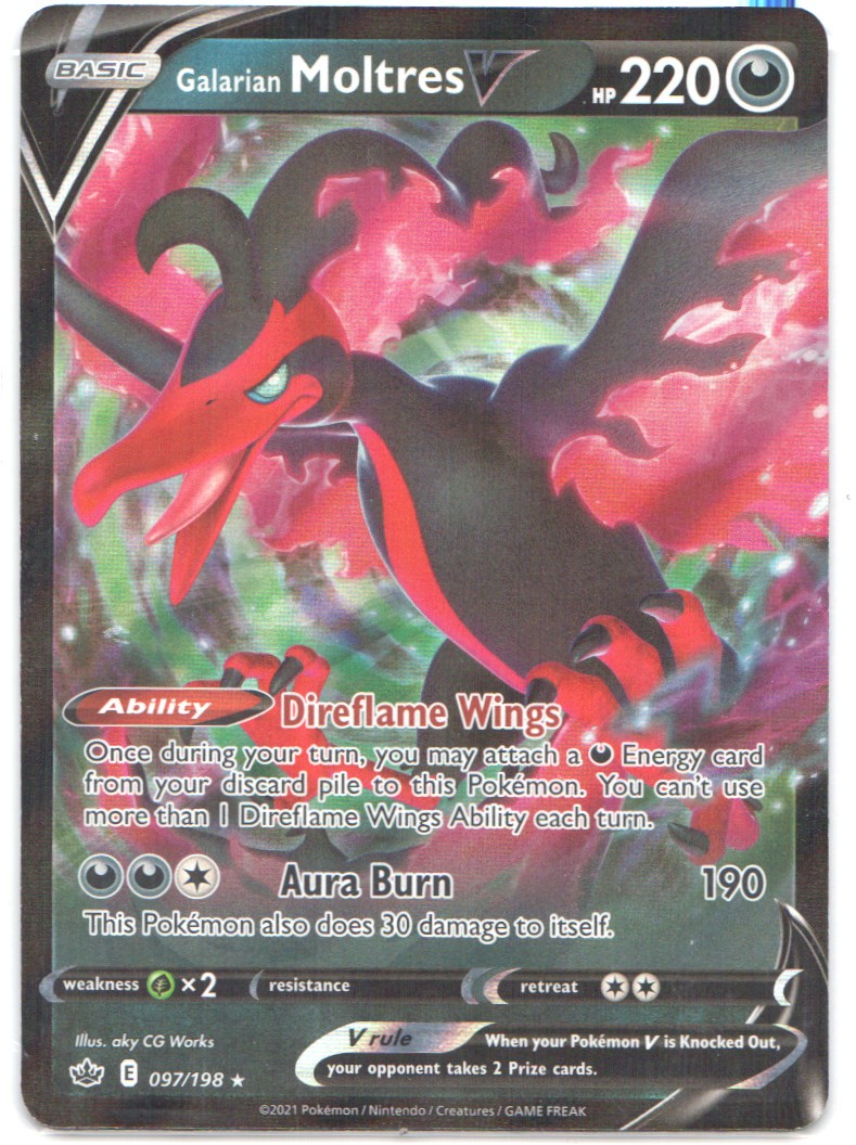 Galarian Moltres V Ultra Rare SWSH06: Chilling Reign 097/198 NM