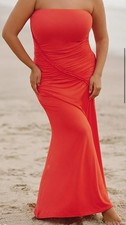 The Gabbie Women’s Strapless Ruched Tube Dress by Celandine. XXS. Red Hot. NWT.