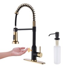 Smart Touchless Kitchen Faucet with Pull Down Sprayer, Matte Black Gold