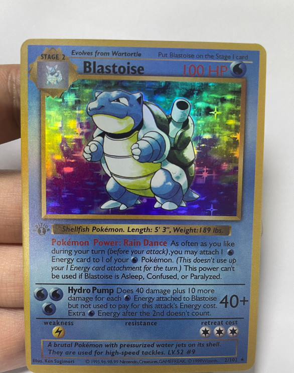 1999 WotC Blastoise 2/102 Base Set Holo Rare Unlimited LP