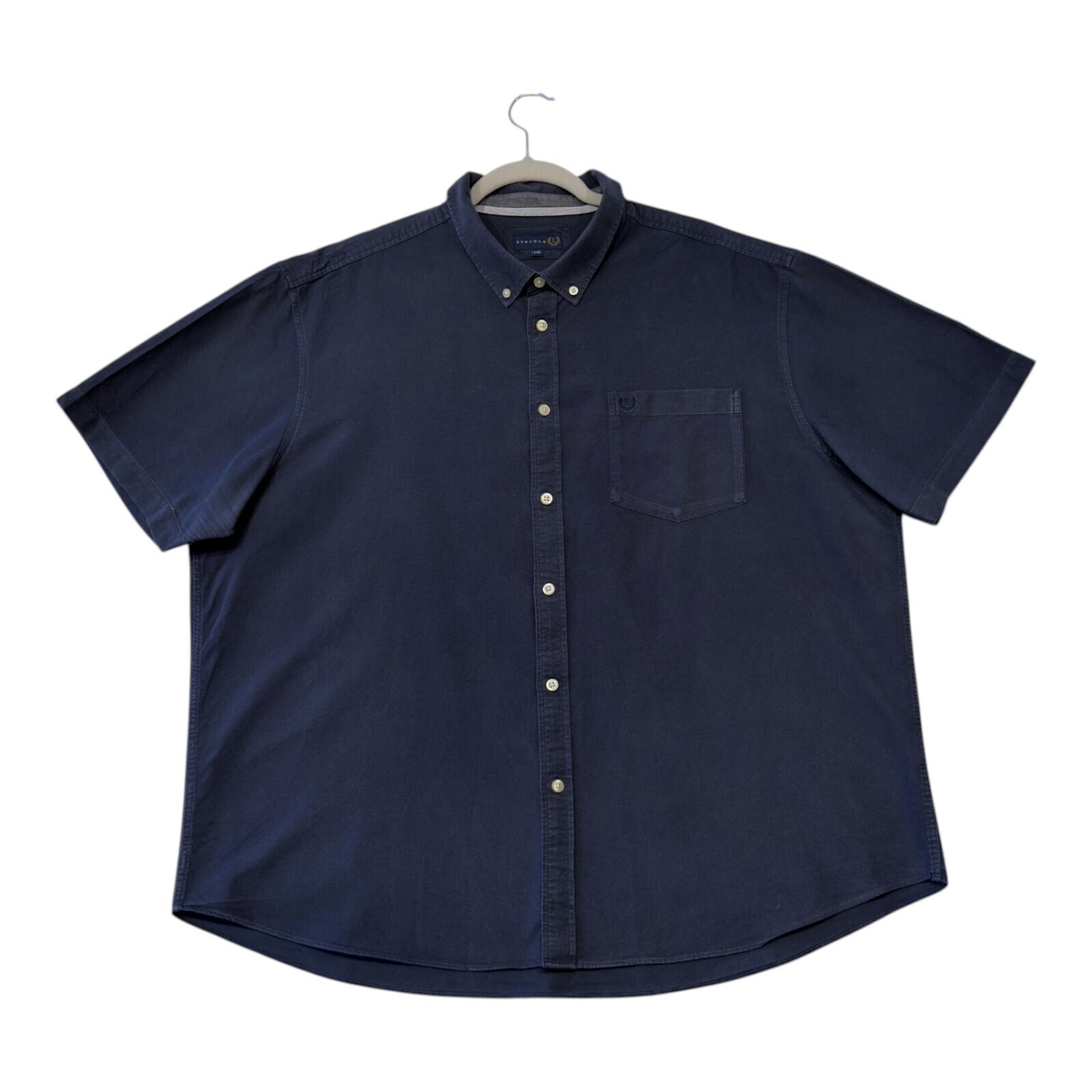 Lincoln Shirt Men's UK Size 2XL Blue Button Down Short Sleeve Wing Collar image 3