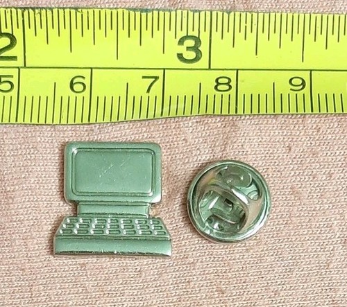 Vintage Silver Tone Desktop Computer Jacket Lapel Pin