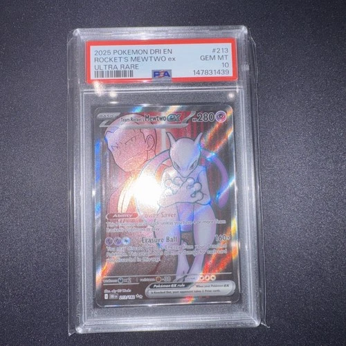 Team Rocket's Mewtwo ex 213 Ultra Rare Pokemon Destined Rivals PSA 10