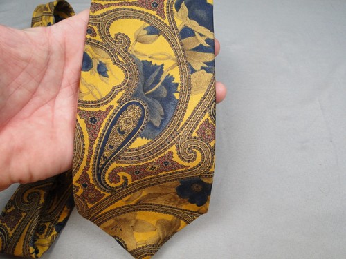 Vintage Bert Pulitzer Ancient Madder Seidenkrawatte Blau Gold Paisley Floral - Bild 3 von 4