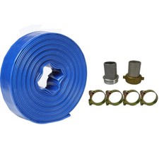 1.5" In X 50' Feet Agricultural PVC LayFlat Discharge Pump Hose Pin Lug Coupling