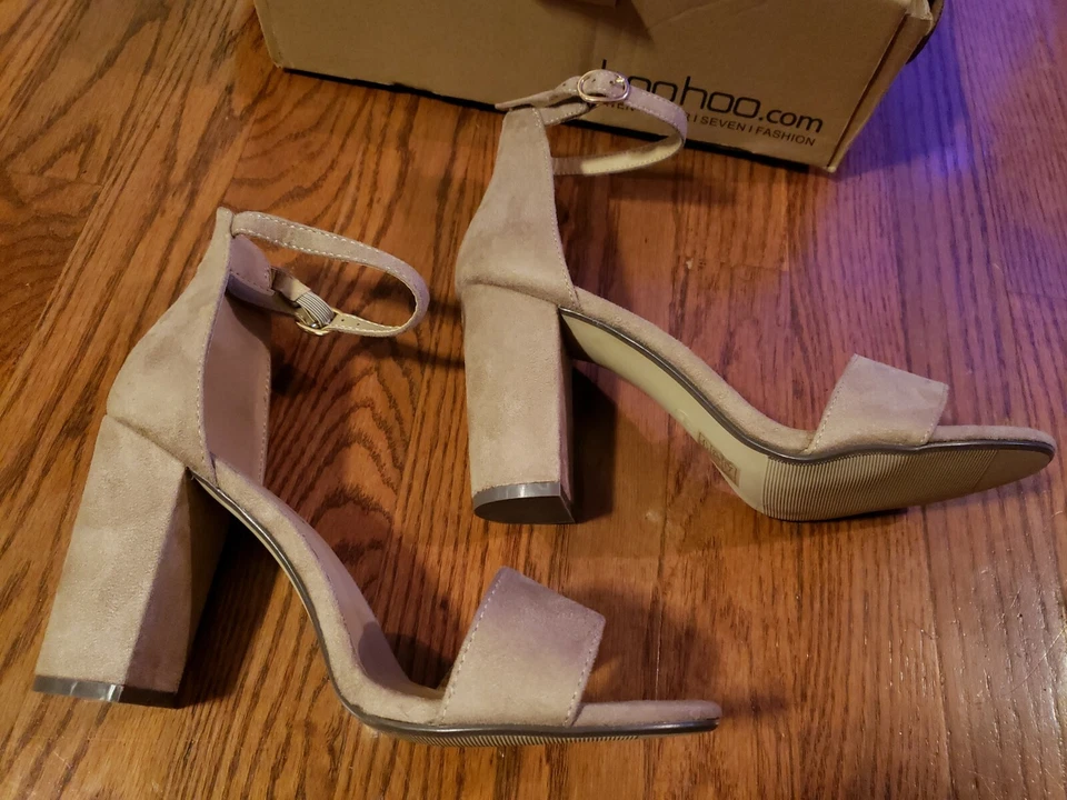 Boohoo Mujer Lois Dos Partes Tacones Bloque Gamuza Tostada Talla 7 EE. UU. Nuevo DZZ84375-197-15 Foto 3 de 4