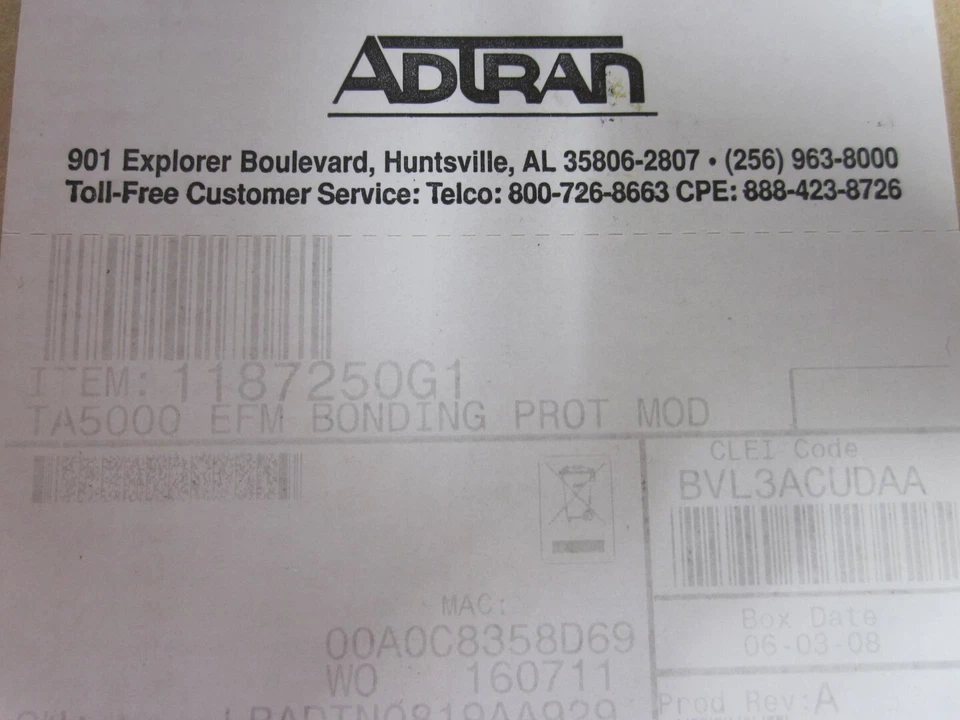 New Adtran 1187250G1 BCL3ACUDAA Total Access 5000 EFM Bonding Protection Module - Image 3 of 4