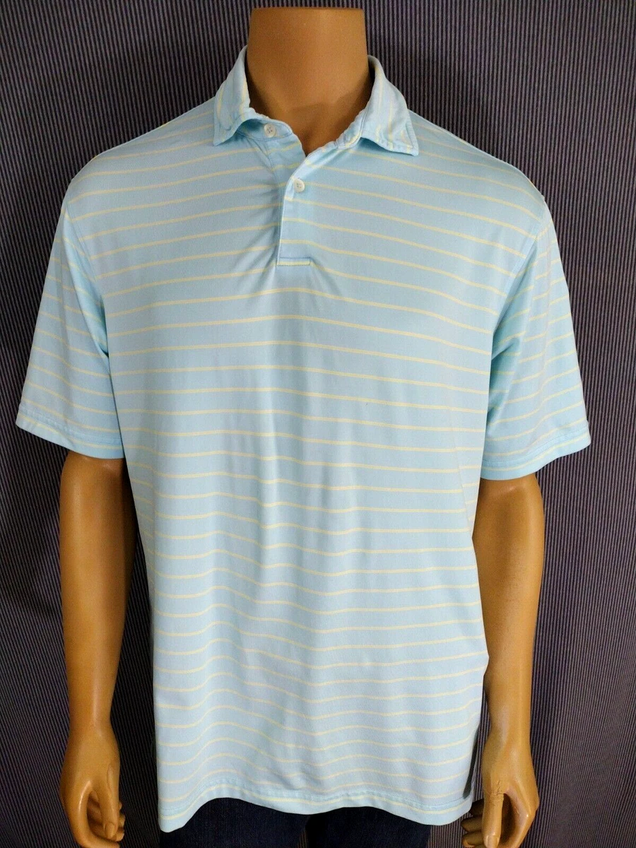 FAIRWAY GREENE FG Tech Golf Polo Mens Large Light Blue Yellow