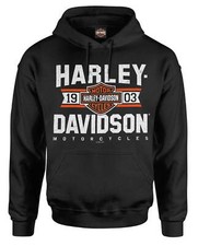 Harley-Davidson Men's Varsity B S Logo Pullover Cotton-Blend Hoodie, Black