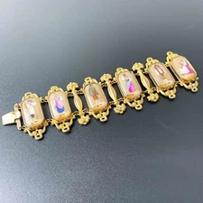 Georgian Pinchbeck bracelet with porcelain enamel plaques Swiss Canton bracelet