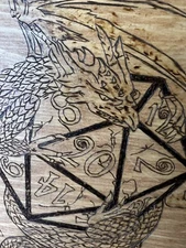 D20 D&D DnD SIGN Dungeons Dragons Hand Wood Burned (Pyrography Artist) Dice