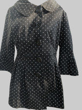 Eden Court Black White Polka Dot 3/4 Sleeve Jacket Large Buttons Size Small