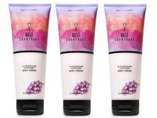 BATH  BODY WORKS ROSE CHAMPAGNE BODY CREAM 8 OZ SET OF 3 