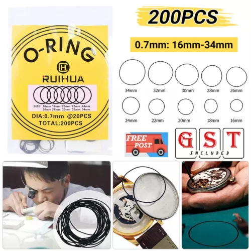 200x O-Ring Watch Back Cover Gasket Rubber Seal Washers Watch Repair Tool Kit A - Picture 1 of 12