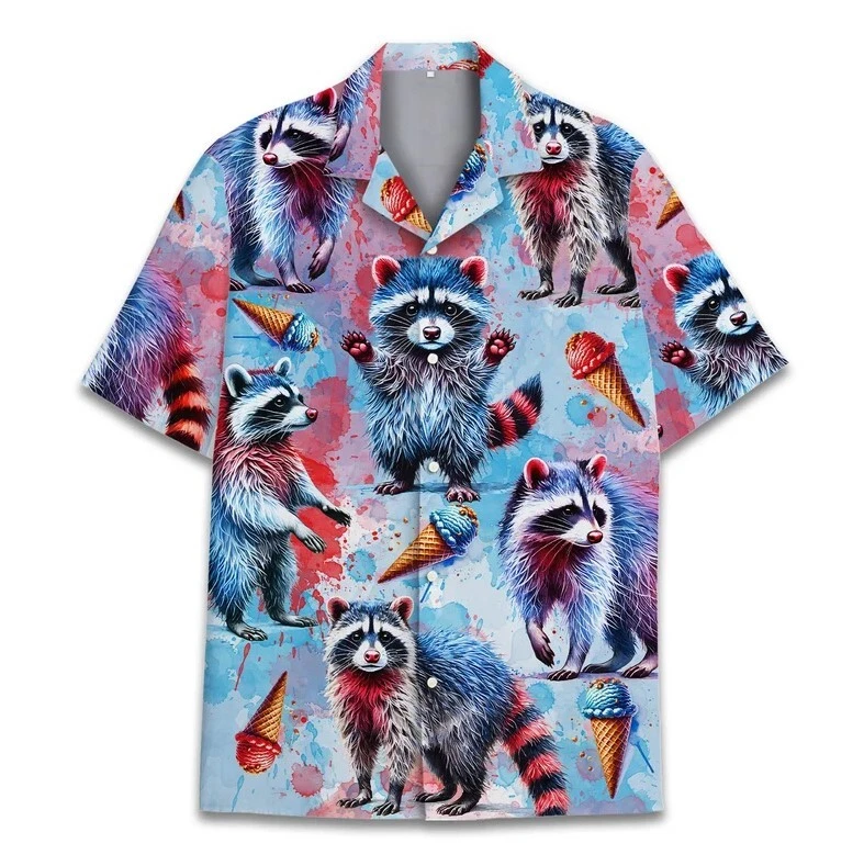 Raccoon Ice Cream Hawaiian Shirt for Men and Women