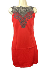 Boducon Red Open Back Sleeveless Short Sheath Dress - Size M (890g)