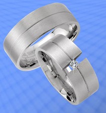 2 Partnerringe Trauringe mit Stein GRAVUR GRA...