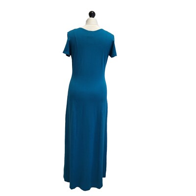 laura ashley jersey dress Vintage Turquoise Maxi T Shirt Dress 80s 90s M colour_mint