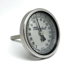 Bimetallic Industrial Thermometer, 0-150F, 2.25" Dial, 2.5" Stem, 1/4" NPT CB