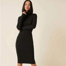 SHEIN Solid Black Bodycon Dress Size Medium