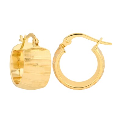 14 Karat Gelbgold extra breite strukturierte Creolen 2,17 Gramm