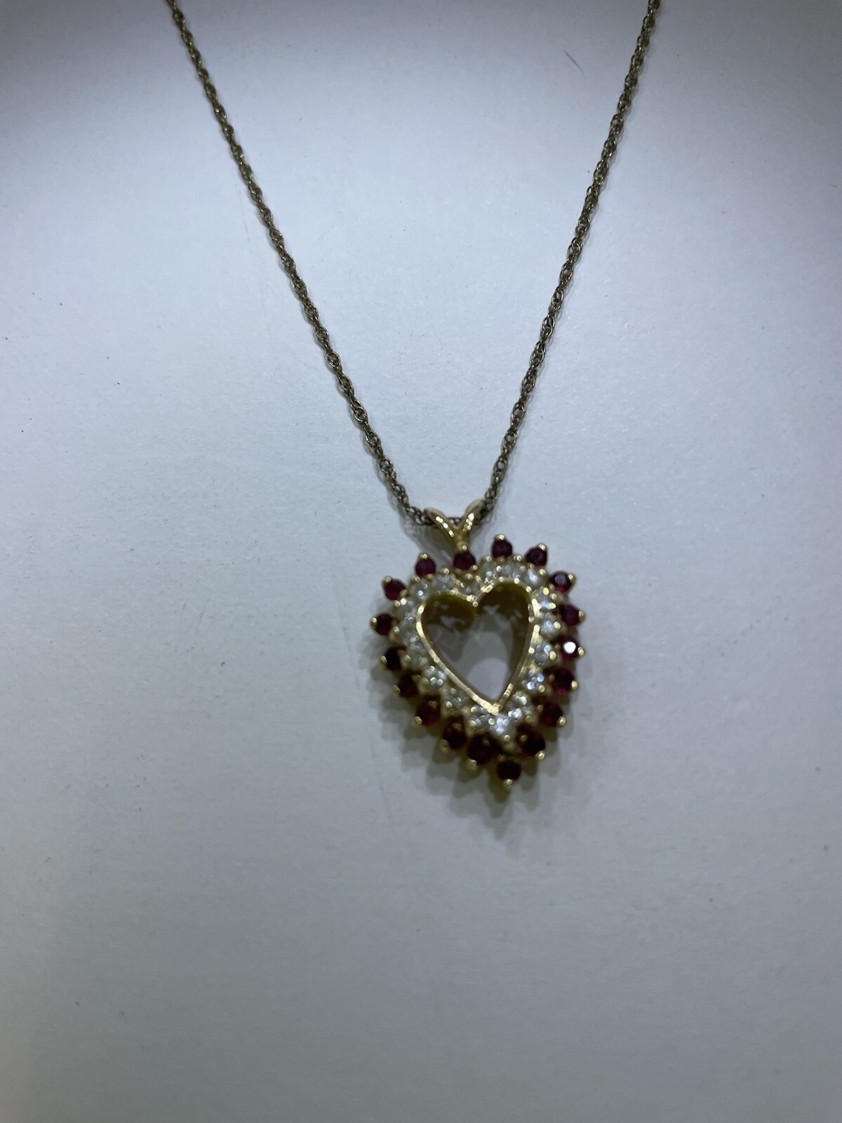 2Ct Round Lab Created Red Ruby Heart Pendant 14K … - image 8