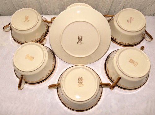 LENOX CHINA ECLIPSE Cream & Gold Trim 50 Pc Service For 6 Gold Backstamp Mint - Picture 9 of 24