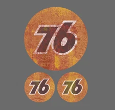 Union 76 Distressed Rusty Sticker Gas Gasoline Petroleum Vinyl Decal 3 for 1