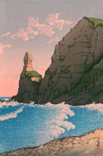 Japanese Art Print Repro Shin Hanga "Setakamui Rock, Shiribeshi" KAWASE HASUI